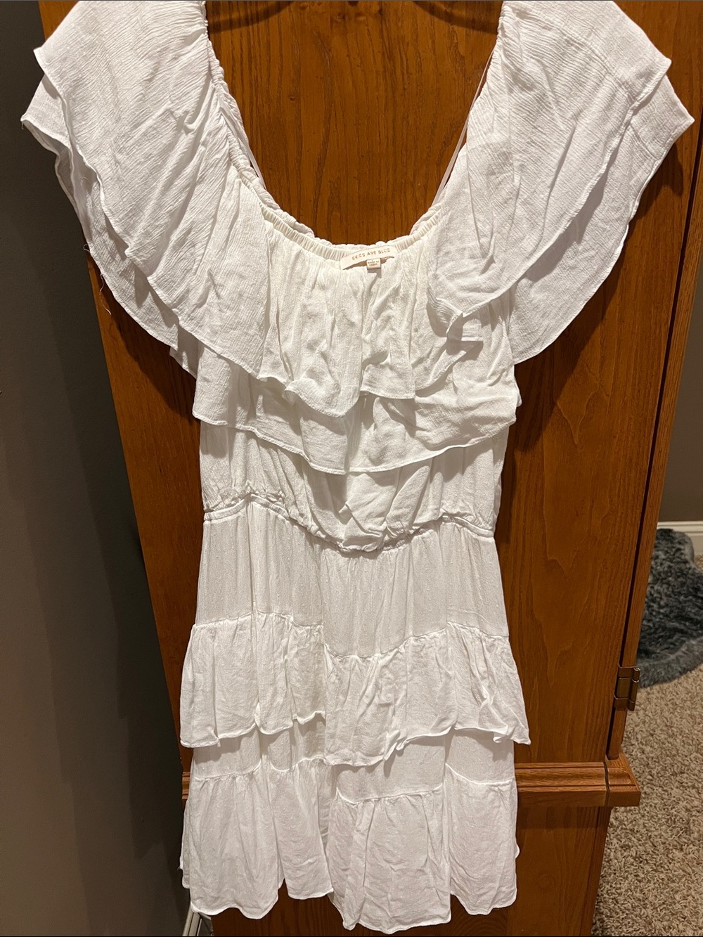 Skies Are Blue White Ruffle Tiered Mini Dress